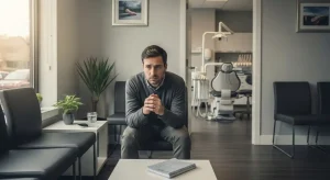 Introduces the topic visually, showing readers the anxiety theme and immediately connects with their feelings.