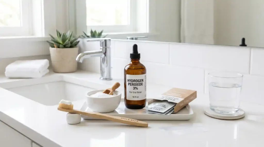 Home remedies for removing teeth stains including toothpaste, baking soda, and whitening strips