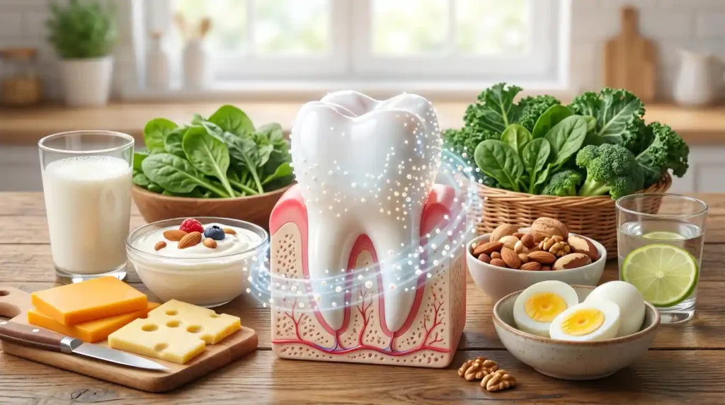 Foods that help support tooth enamel remineralization and strengthening.
