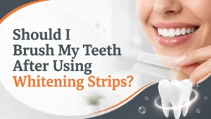 featured image for should i brush my teeth after using whitening strips