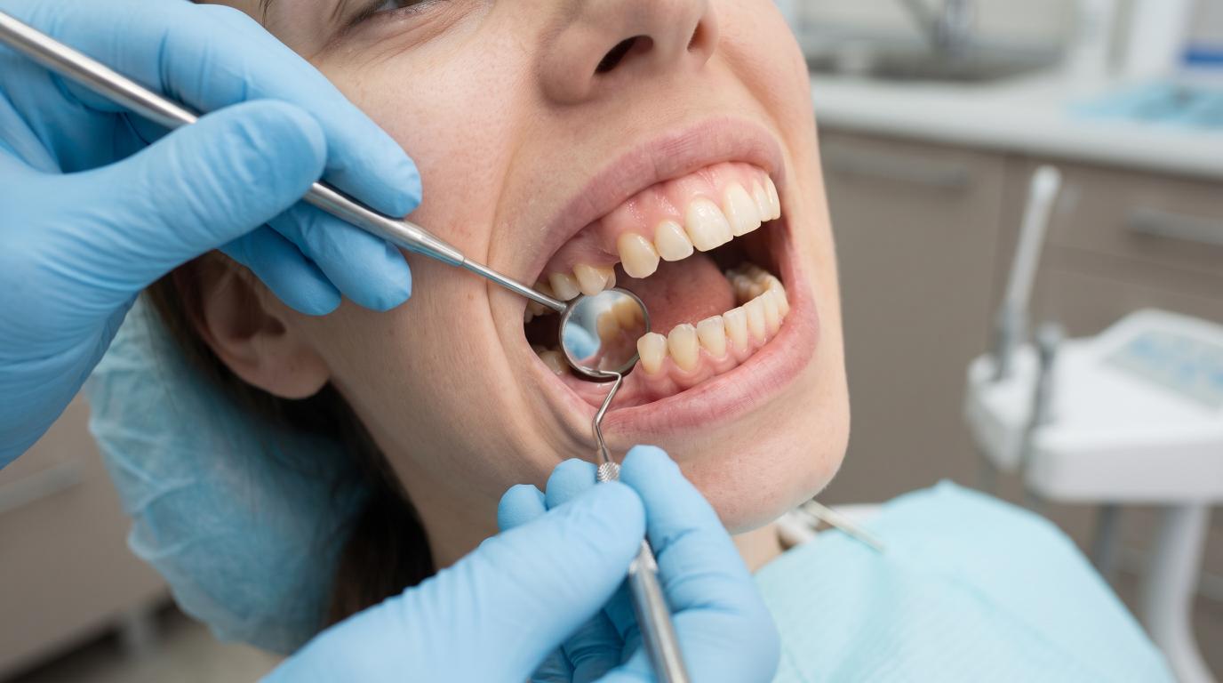 Dentist examining jawbone loss for a dental bone graft