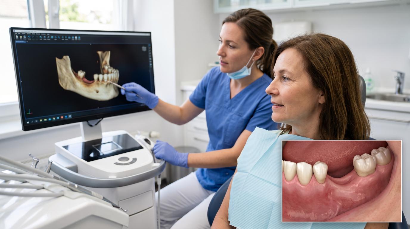 Jawbone loss after tooth loss being evaluated for dental implant treatment